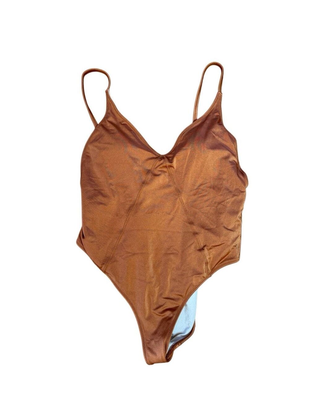 Metallic Bronze One Piece Low back swimsuit Large